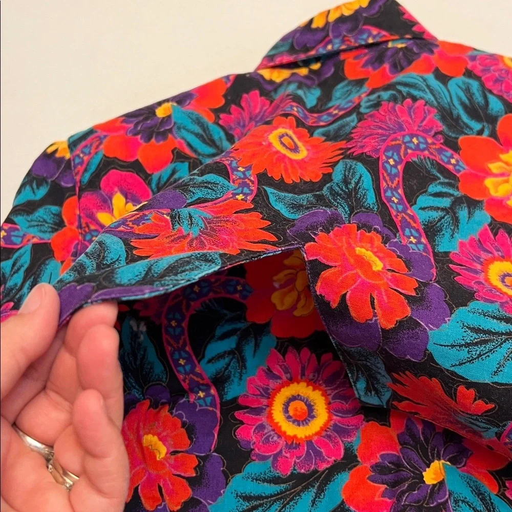 VINTAGE WRANGLER 80’s WESTERN FLORAL LONG SLEEVE BUTTON DOWN TOP SMALL - Picture 13 of 16